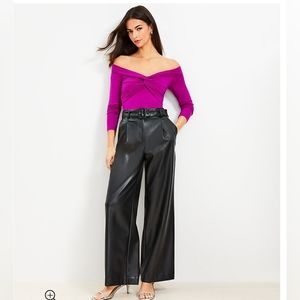Faux leather wide leg trousers